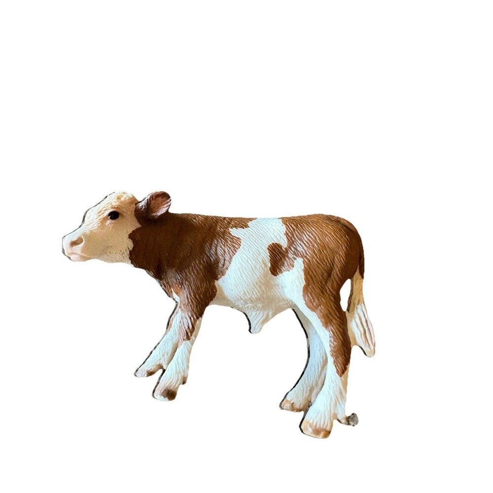 Schleich Simmental Brown & White Cow Calf Bull 2008 D-73527 Retired VTG